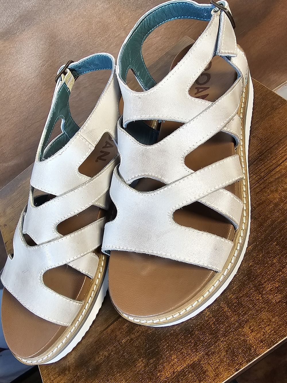 NIB ROAN by Bed Stu Midway Bone Leather Platform Sandals Size 7.5